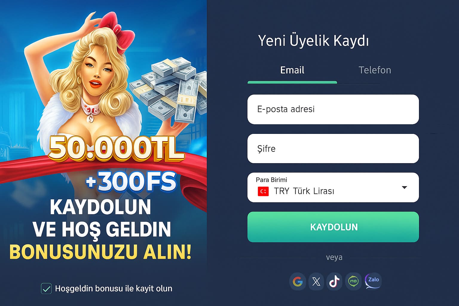 7Slots casinoda yeni üyelik kaydı formu